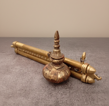 Load image into Gallery viewer, Vintage Brass Pen Stand with Inkwell (Kalamdani)