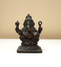 Load image into Gallery viewer, Ganesh Sitting Idol Sculpture Brass Statue Size 6.5 x 4.3 x 8.2 cm