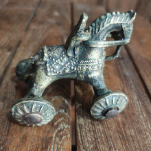 Load image into Gallery viewer, Vintage Brass Horse Figure on Wheels