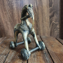 Load image into Gallery viewer, Vintage Brass Horse Figure on Wheels