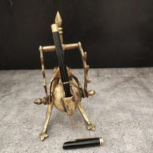 Load image into Gallery viewer, Vintage Brass Inkwell with Antler-Style Pen Holder & Stand