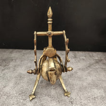 Load image into Gallery viewer, Vintage Brass Inkwell with Antler-Style Pen Holder & Stand