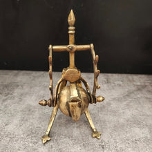 Load image into Gallery viewer, Vintage Brass Inkwell with Antler-Style Pen Holder & Stand