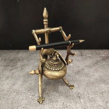 Load image into Gallery viewer, Antique Brass Smudge Pot or Inkwell on Tripod Stand
