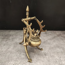 Load image into Gallery viewer, Antique Brass Smudge Pot or Inkwell on Tripod Stand