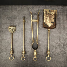 Load image into Gallery viewer, Brass Fireplace Tools Set | 4-Piece Brass Finish Hearth Companion