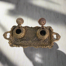 Load image into Gallery viewer, Vintage Brass Inkwell Set with Tray, 19th Century Style