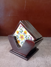 Load image into Gallery viewer, Hand-Painted Ceramic Tile Coaster Set with Wooden Holder - Artisan Drink Coasters | Indian Home Decor | Unique Gift