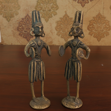 Load image into Gallery viewer, Vintage Dhokra Brass Tribal Musician Figurines -Sold Individually