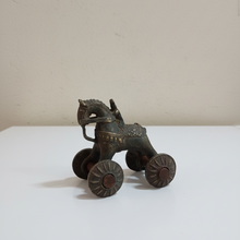 Load image into Gallery viewer, Vintage Brass Horse Figure on Wheels