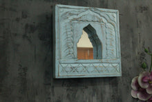 Load image into Gallery viewer, Antique Inspired Handcrafted Wooden Blue Rustic Mirror Indian Jharokha - Style It by Hanika