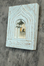 Load image into Gallery viewer, Antique Inspired Handcrafted Wooden Blue Rustic Mirror Indian Jharokha - Style It by Hanika