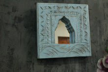Load image into Gallery viewer, Antique Inspired Handcrafted Wooden Blue Rustic Mirror Indian Jharokha - Style It by Hanika