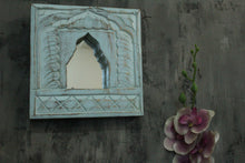 Load image into Gallery viewer, Antique Inspired Handcrafted Wooden Blue Rustic Mirror Indian Jharokha - Style It by Hanika