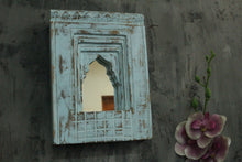 Load image into Gallery viewer, Antique Inspired Handcrafted Wooden Blue Rustic Mirror Indian Jharokha - Style It by Hanika