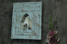 Load image into Gallery viewer, Antique Inspired Handcrafted Wooden Blue Rustic Mirror Indian Jharokha - Style It by Hanika
