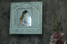Load image into Gallery viewer, Antique Inspired Handcrafted Wooden Blue Rustic Mirror Indian Jharokha - Style It by Hanika