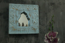 Load image into Gallery viewer, Antique Inspired Handcrafted Wooden Blue Rustic Mirror Indian Jharokha - Style It by Hanika