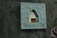 Load image into Gallery viewer, Antique Inspired Handcrafted Wooden Blue Rustic Mirror Indian Jharokha - Style It by Hanika