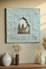 Load image into Gallery viewer, Antique Inspired Handcrafted Wooden Blue Rustic Mirror Indian Jharokha - Style It by Hanika