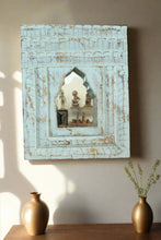 Load image into Gallery viewer, Antique Inspired Handcrafted Wooden Blue Rustic Mirror Indian Jharokha - Style It by Hanika