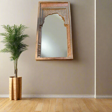 Load image into Gallery viewer, Antique Inspired Handcrafted Wooden Rustic Mirror Frame Jharokha Style - Style It by Hanika