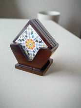 Load image into Gallery viewer, Hand-Painted Ceramic Tile Coaster Set with Wooden Holder - Artisan Drink Coasters | Indian Home Decor | Unique Gift - Style It by Hanika