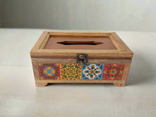 Load image into Gallery viewer, Hand-Painted Wooden Tissue Box Cover | Moroccan Tile Design Napkin Holder | Bohemian Home Decor | Unique Gift - Style It by Hanika