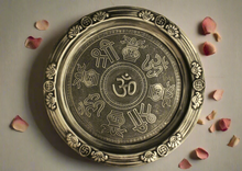 Load image into Gallery viewer, 'OM' embossed art plate Pooja Thali - Style It by Hanika