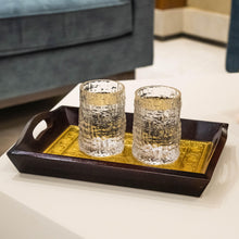 Load image into Gallery viewer, Wooden Tray with Brass Sheet work- 3 piece set - Style It by Hanika
