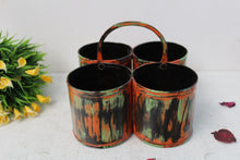 Load image into Gallery viewer, Abstract Color Metal 4 Khana Chutney or Vegetable Holder Size (LxBxH) - 7.25 x 7.25 x 6.25 Inches - Style It by Hanika