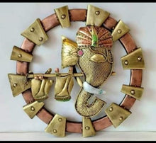 Load image into Gallery viewer, Beautiful Lord Ganesh Playing Flute Wall Round Frame with LED - Style It by Hanika