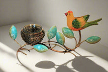 Load image into Gallery viewer, Bird On Branch Metal Sculpture with Glass Candle Holder - Style It by Hanika