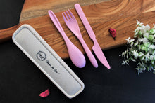 Load image into Gallery viewer, Eco-Friendly Wheat Straw + Food Grade PP Fiber Cutlery Set In Travel Box 8.5" - Style It by Hanika