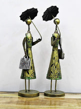 Load image into Gallery viewer, Iron Handcrafted Umbrella Lady - Home & Office Decor Set of 2 Pieces Size 10.2 x 10.2 x 44.5 cm - Style It by Hanika