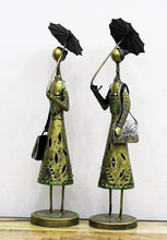 Load image into Gallery viewer, Iron Handcrafted Umbrella Lady - Home & Office Decor Set of 2 Pieces Size 10.2 x 10.2 x 44.5 cm - Style It by Hanika