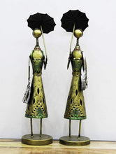 Load image into Gallery viewer, Iron Handcrafted Umbrella Lady - Home & Office Decor Set of 2 Pieces Size 10.2 x 10.2 x 44.5 cm - Style It by Hanika