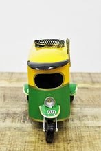 Load image into Gallery viewer, Metal Handcrafted Auto Rickshaw Pen Stand - Painted Size 26.7 x 15.2 x 21.6 cm - Style It by Hanika