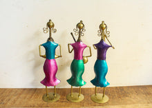 Load image into Gallery viewer, Metal Handcrafted Lady Musician Figurine Set of 3 - Style It by Hanika
