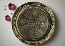Load image into Gallery viewer, 'OM' embossed art plate Pooja Thali - Style It by Hanika