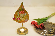 Load image into Gallery viewer, Spiritual Metal Art Ganesh Leaf Tea Light Holder - Style It by Hanika
