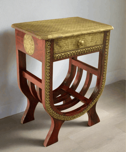 1-Drawer U Stool with Brass Fittings: Elegant Versatility - Style It by Hanika