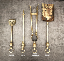 Load image into Gallery viewer, Brass Fireplace Tools Set | 4-Piece Brass Finish Hearth Companion
