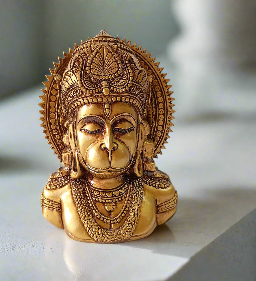 Resin Art Hanuman Bust- Spiritual Gift, Unique Indian Decor Showpiece