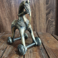 Load image into Gallery viewer, Vintage Brass Horse Figure on Wheels
