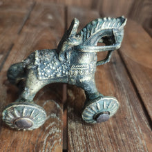 Load image into Gallery viewer, Vintage Brass Horse Figure on Wheels
