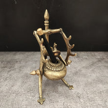 Load image into Gallery viewer, Antique Brass Smudge Pot or Inkwell on Tripod Stand
