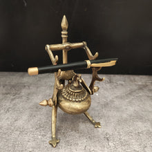 Load image into Gallery viewer, Antique Brass Smudge Pot or Inkwell on Tripod Stand
