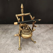 Load image into Gallery viewer, Antique Brass Smudge Pot or Inkwell on Tripod Stand

