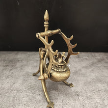 Load image into Gallery viewer, Antique Brass Smudge Pot or Inkwell on Tripod Stand
